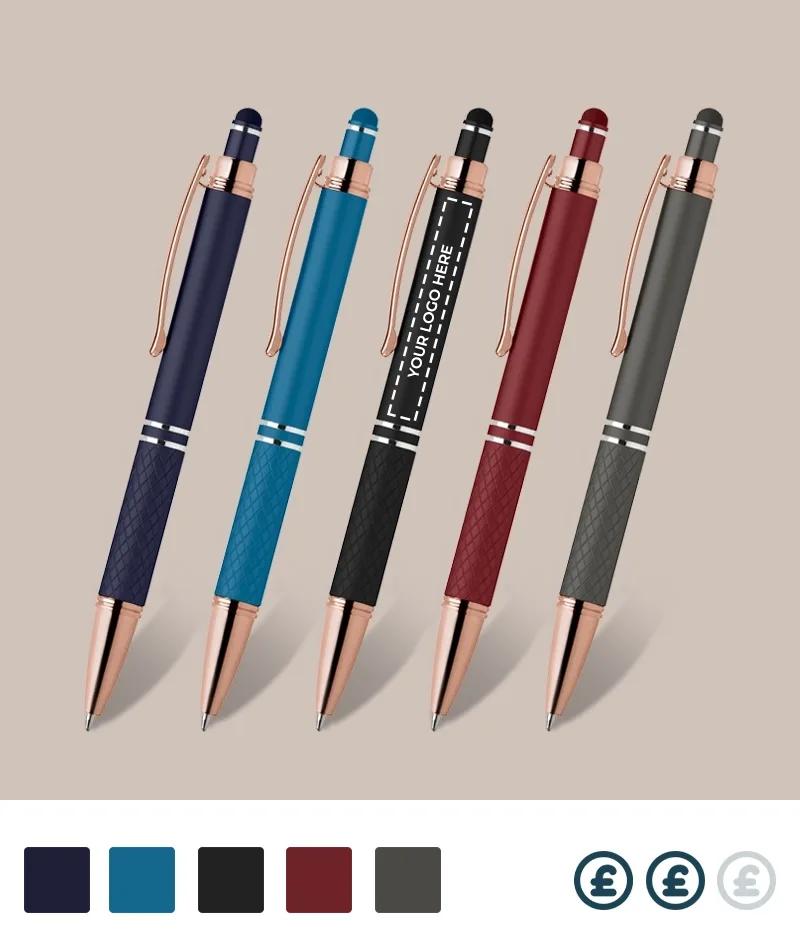 Rose gold trim branded pens