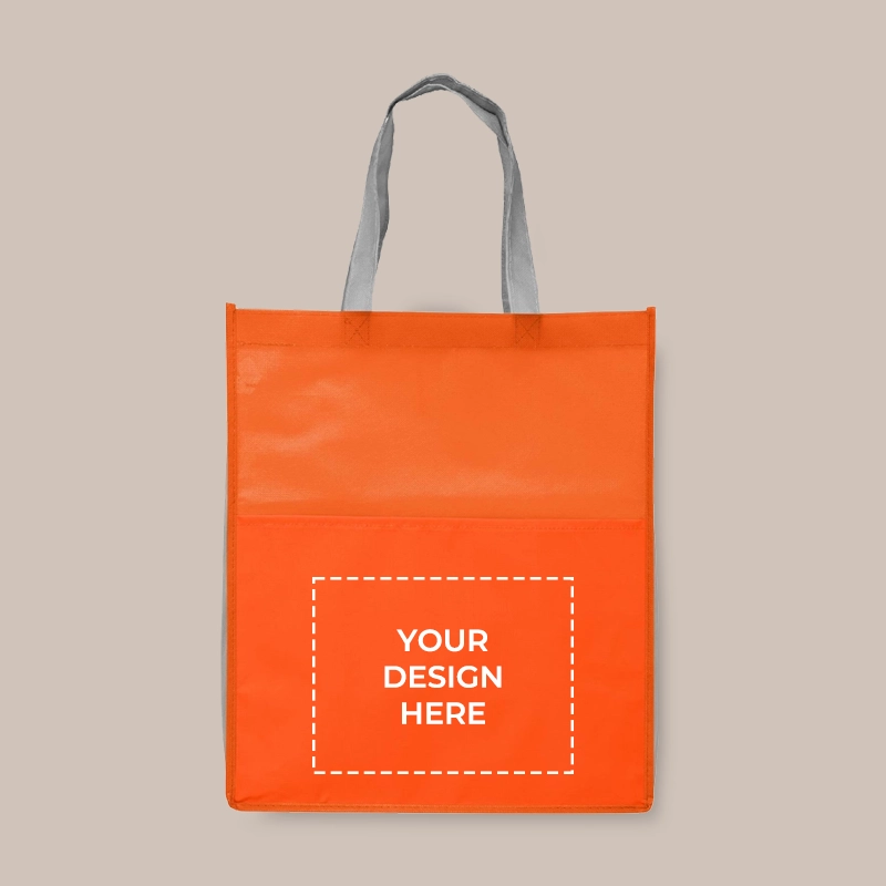 Brandable tote bag with front pocket