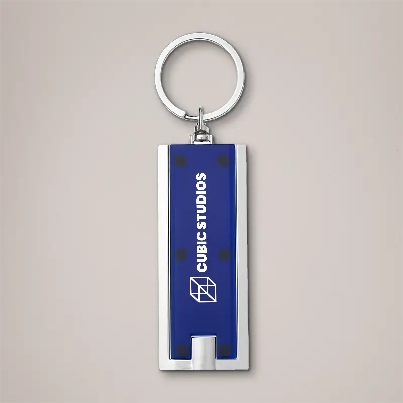 Blue Branded Keychain Light