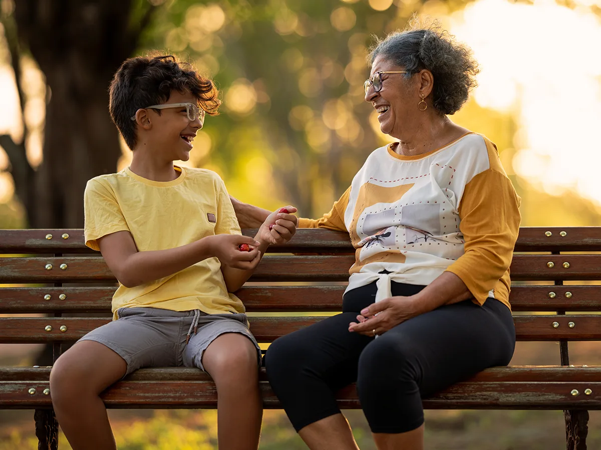 8 social situations to role-play with your middle-schooler, grandma talking to middle schooler on a bench