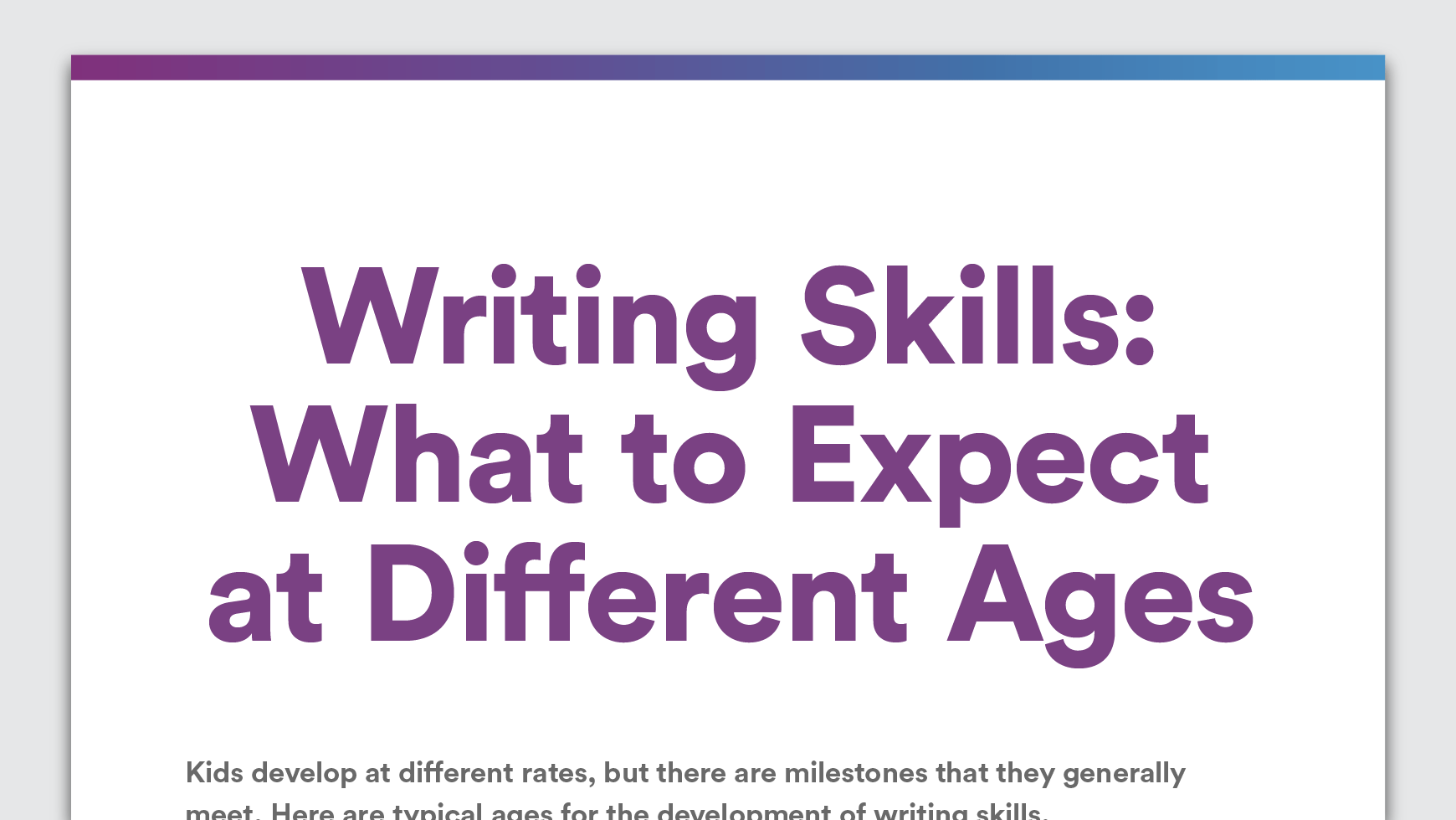 Writing skills at different ages