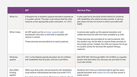 IEPs vs Service Plans