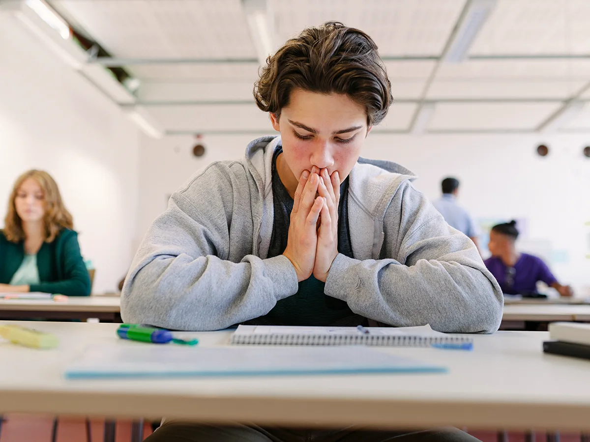 What is test anxiety?, boy taking a test