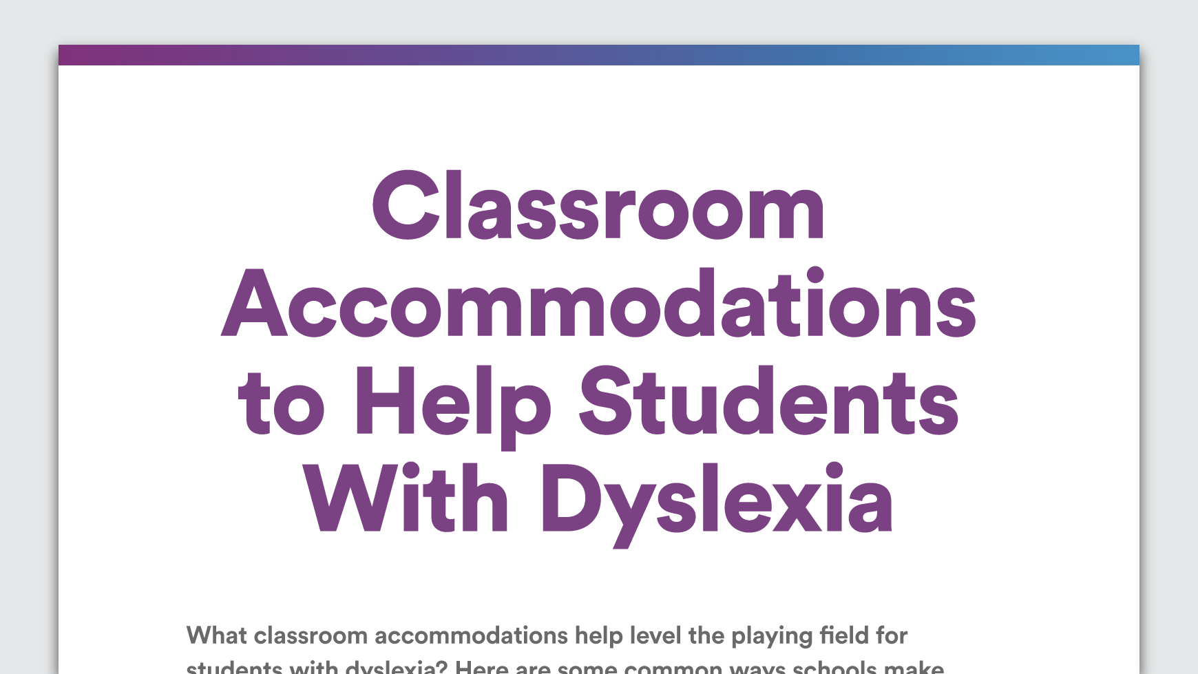 Classroom Accommodations For Dyslexia
