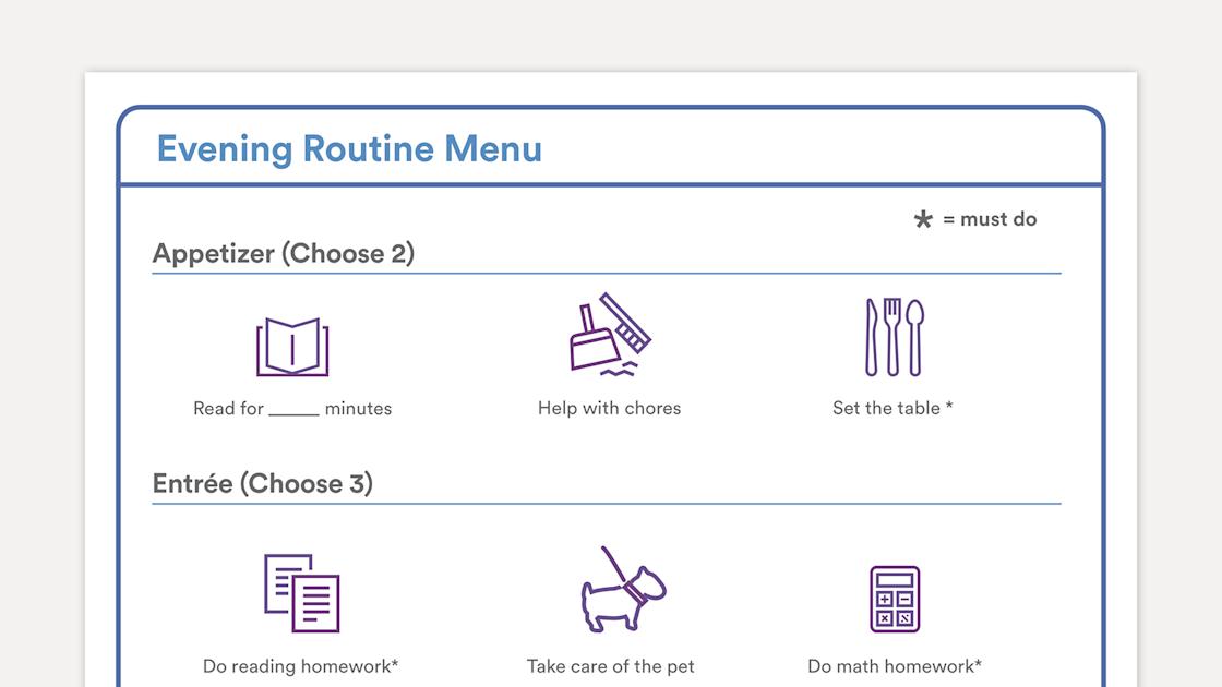 Choice Menu Examples Teacher tip: Use a learning menu to motivate kids to make their own choices