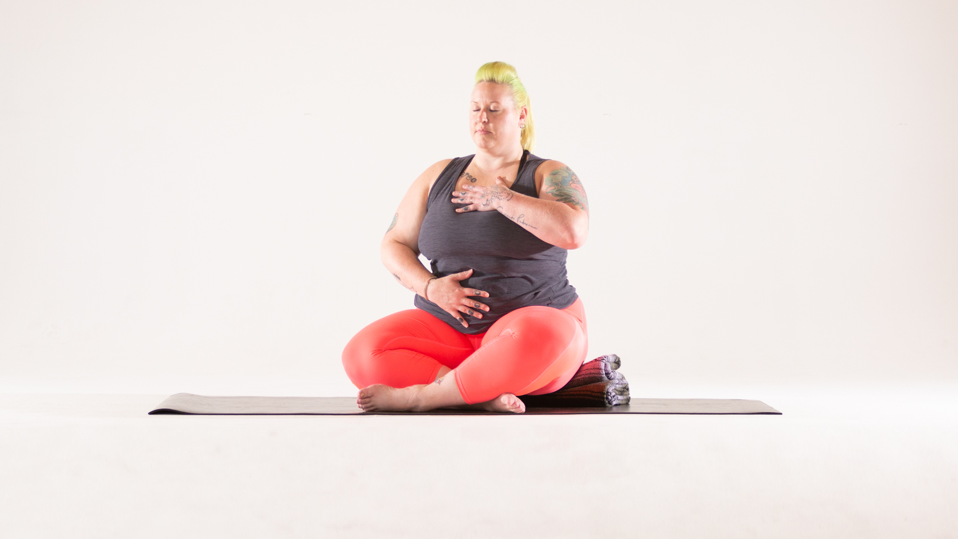 Free Photo | Woman doing anjali mudra yoga pose
