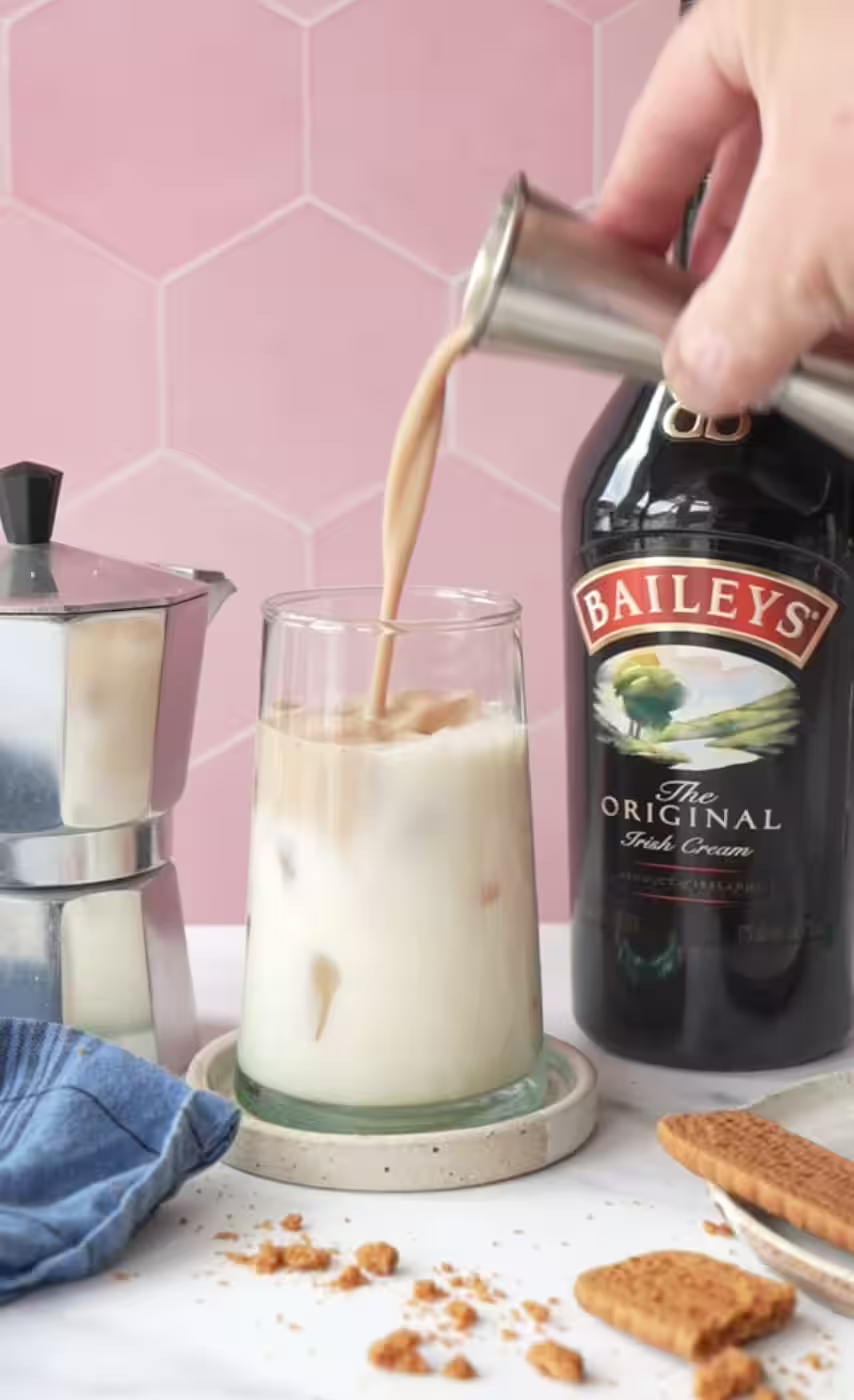 Baileys Biscoff and Pistachio Iced Latte - about 