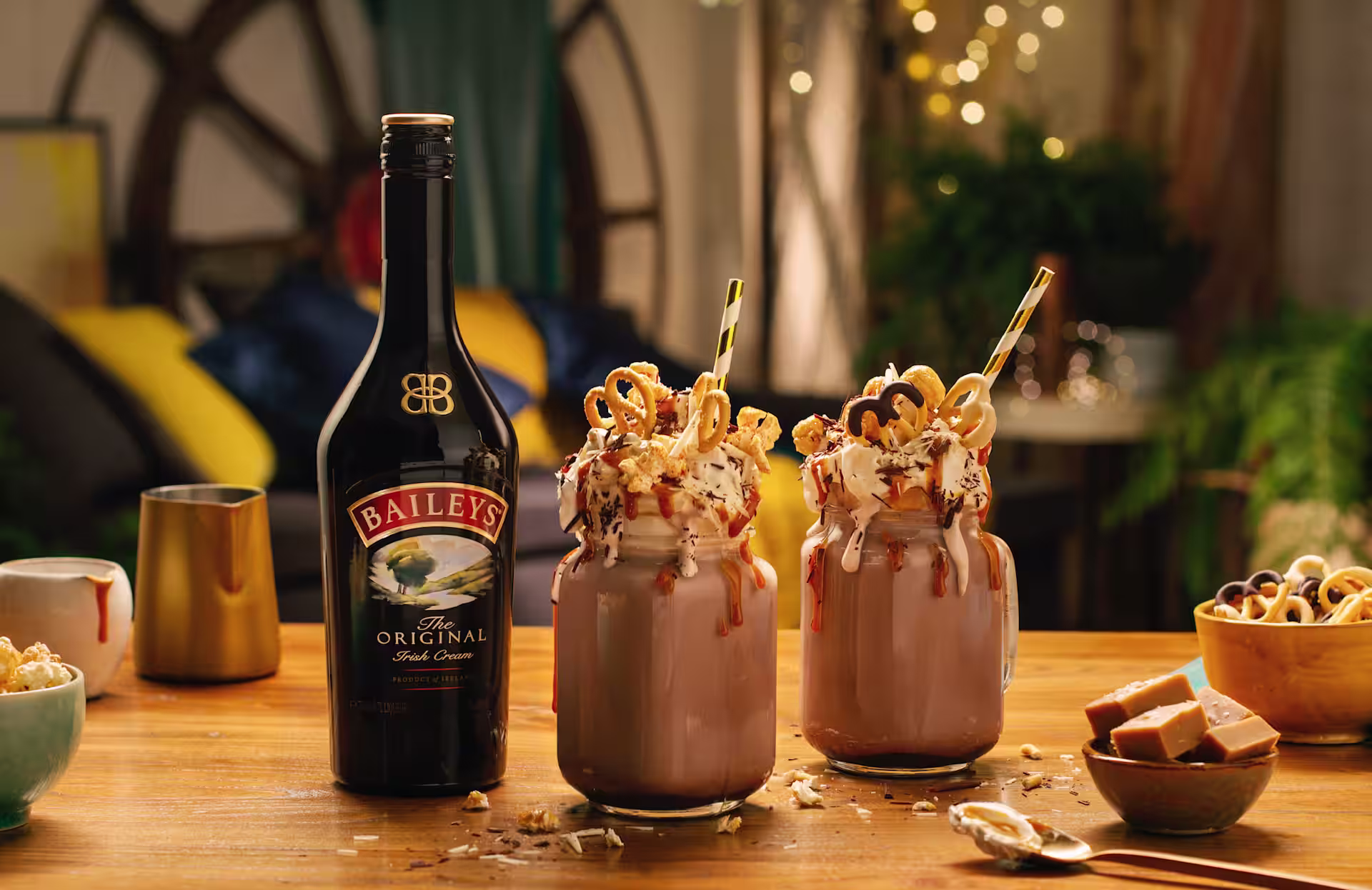 This Baileys Hot Chocolate is a creamy, indulgent treat with Baileys Original Irish Cream, topped with whipped cream and caramel drizzle.