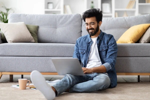 guy checking email