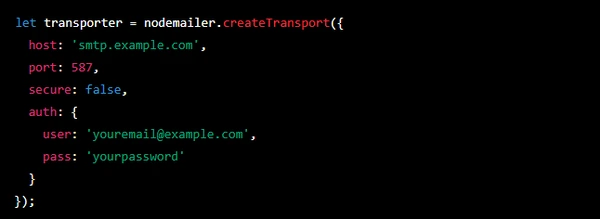 create transporter object nodemailer