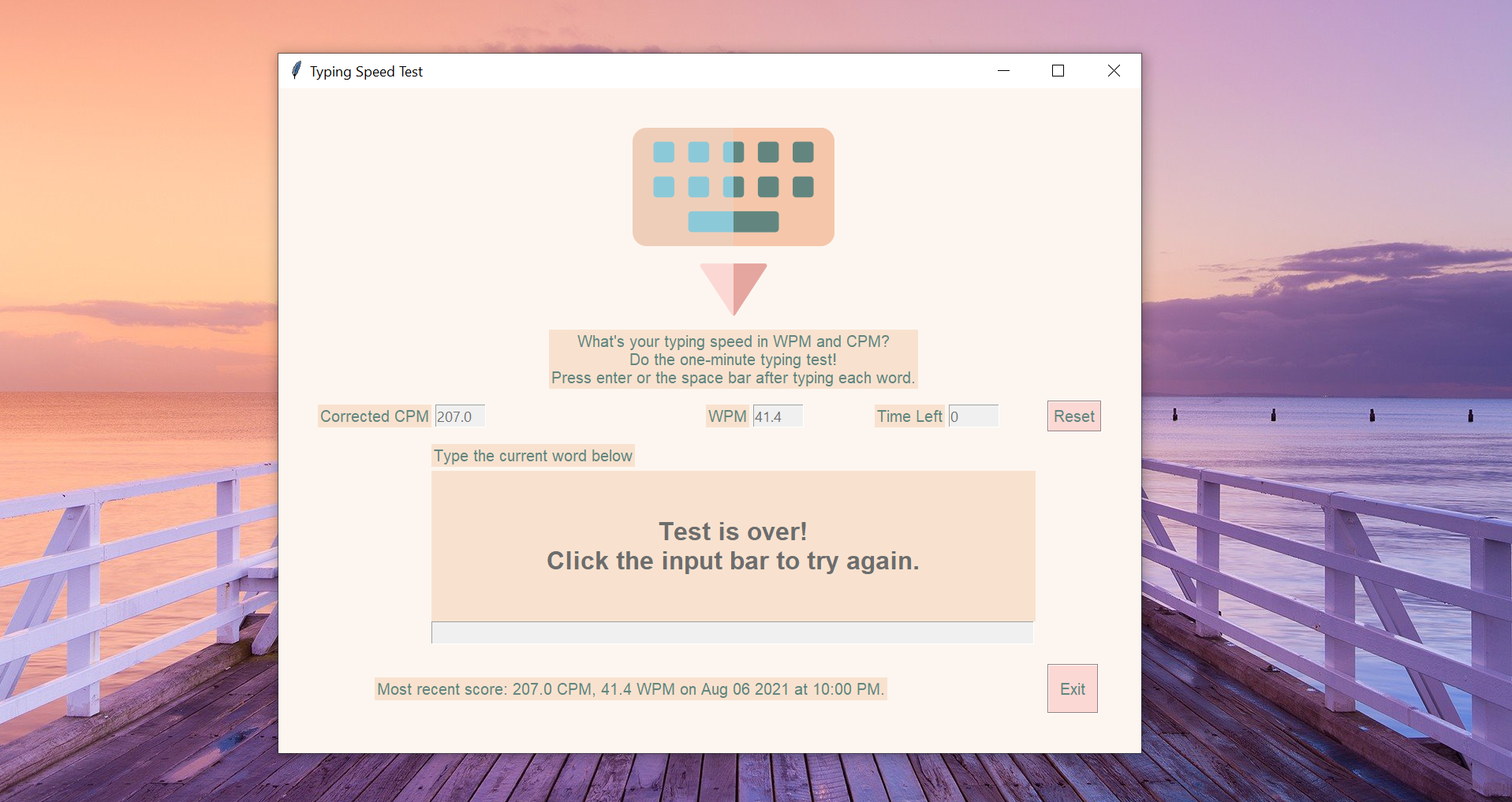 Typing Speed Test Over