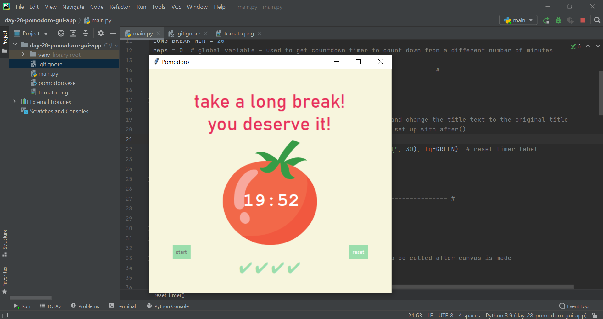 Pomodoro Timer Long Break Screen