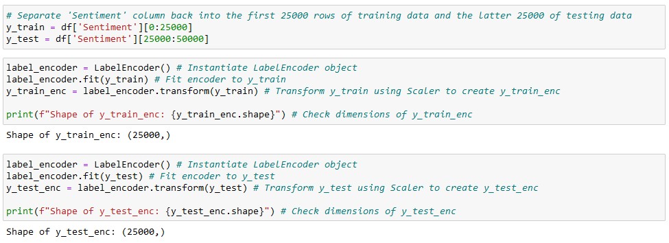 IMDB Sentiment Analysis - Train Test Split Output