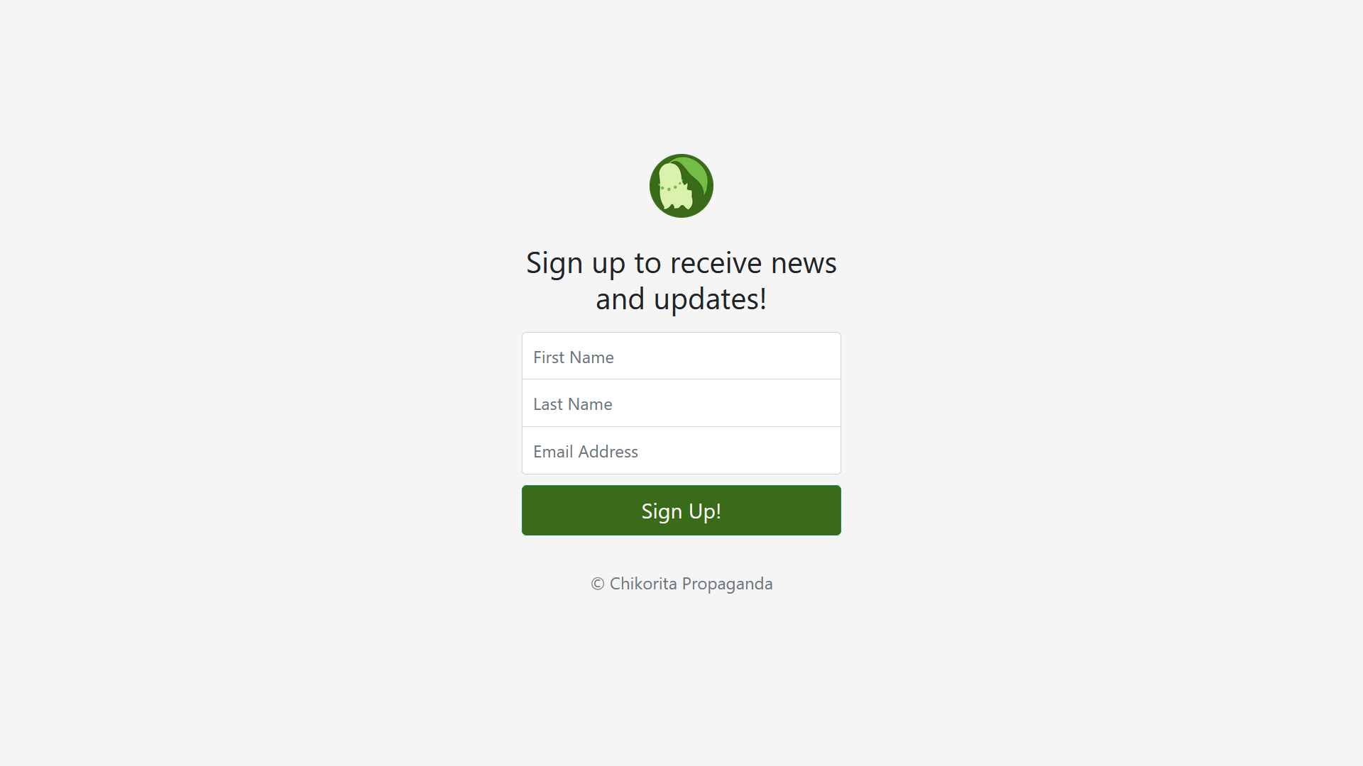 Newsletter Signup Home Page