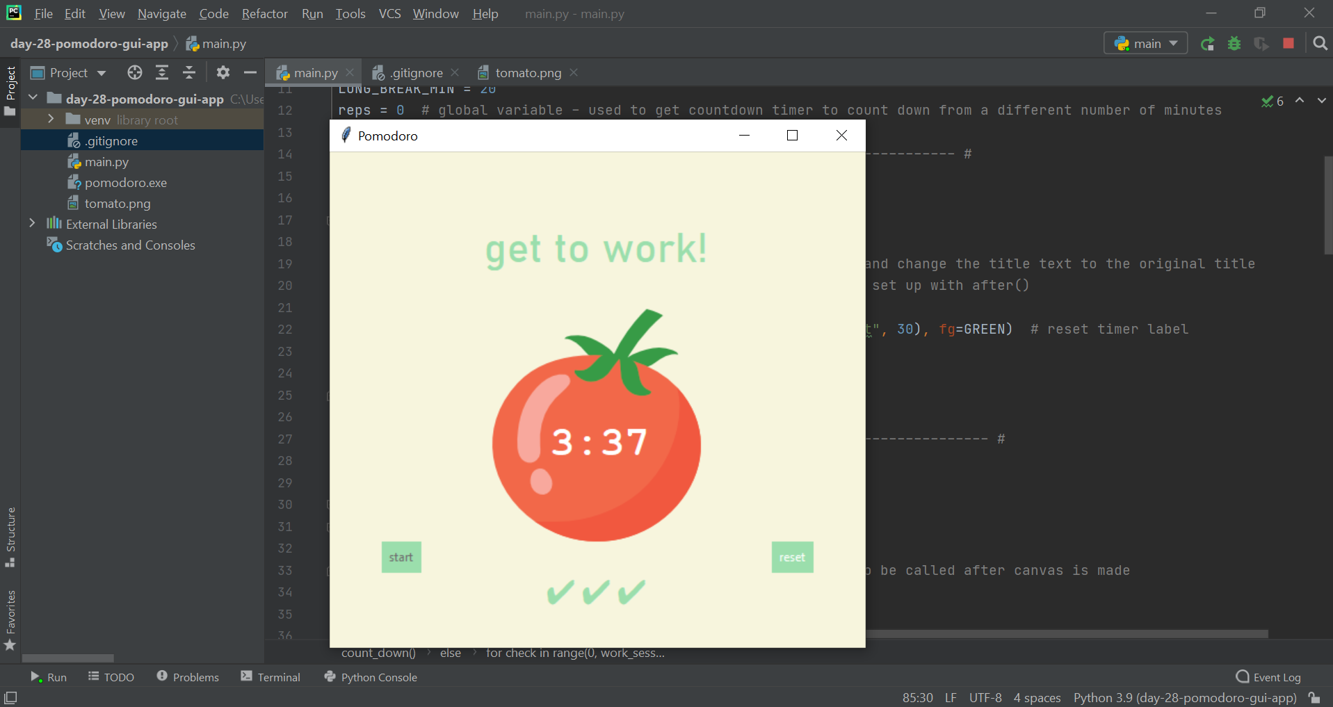 Pomodoro Timer Work Screen 2