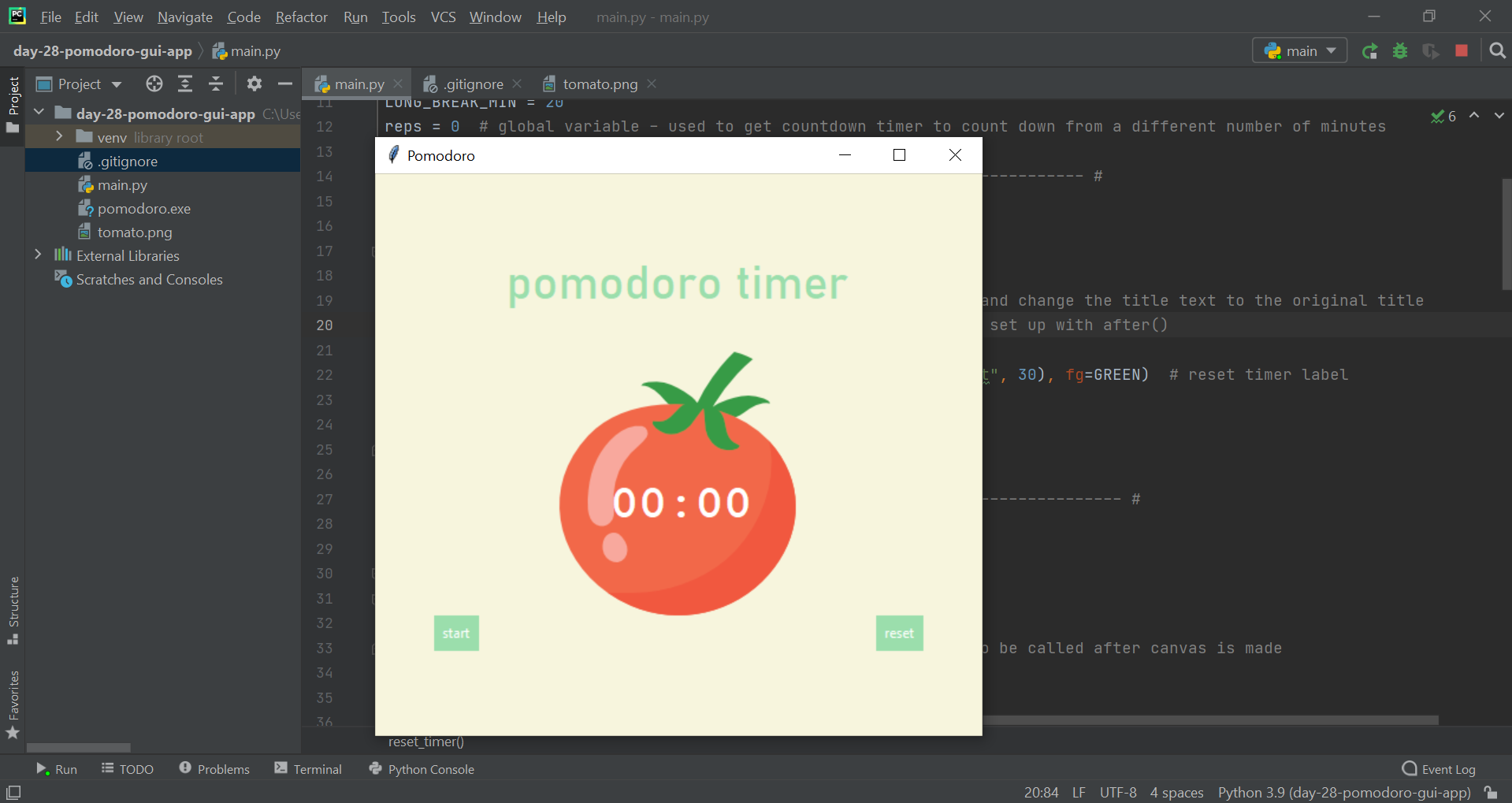 Pomodoro Timer Home Screen