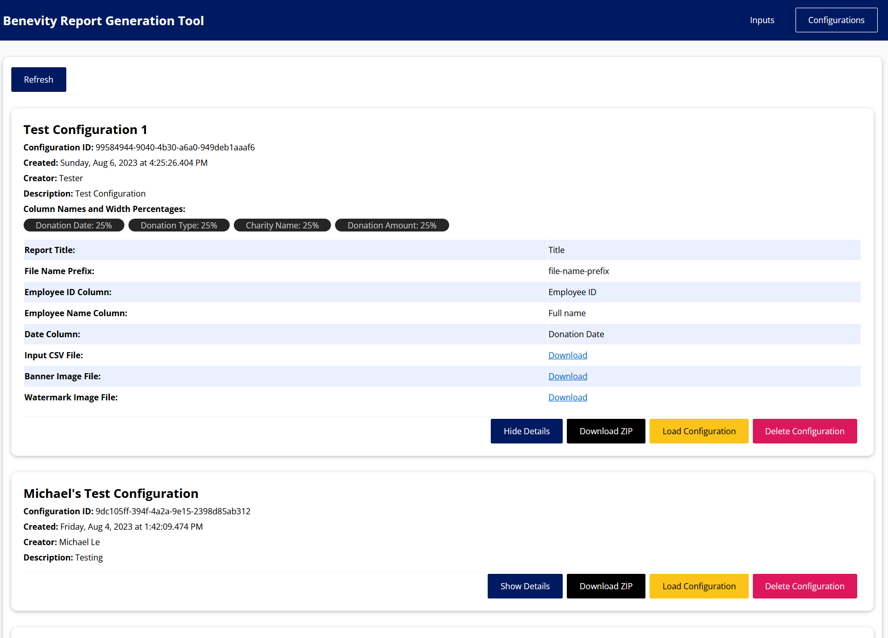 Benevity PDF Generator - ConfigurationItem Component