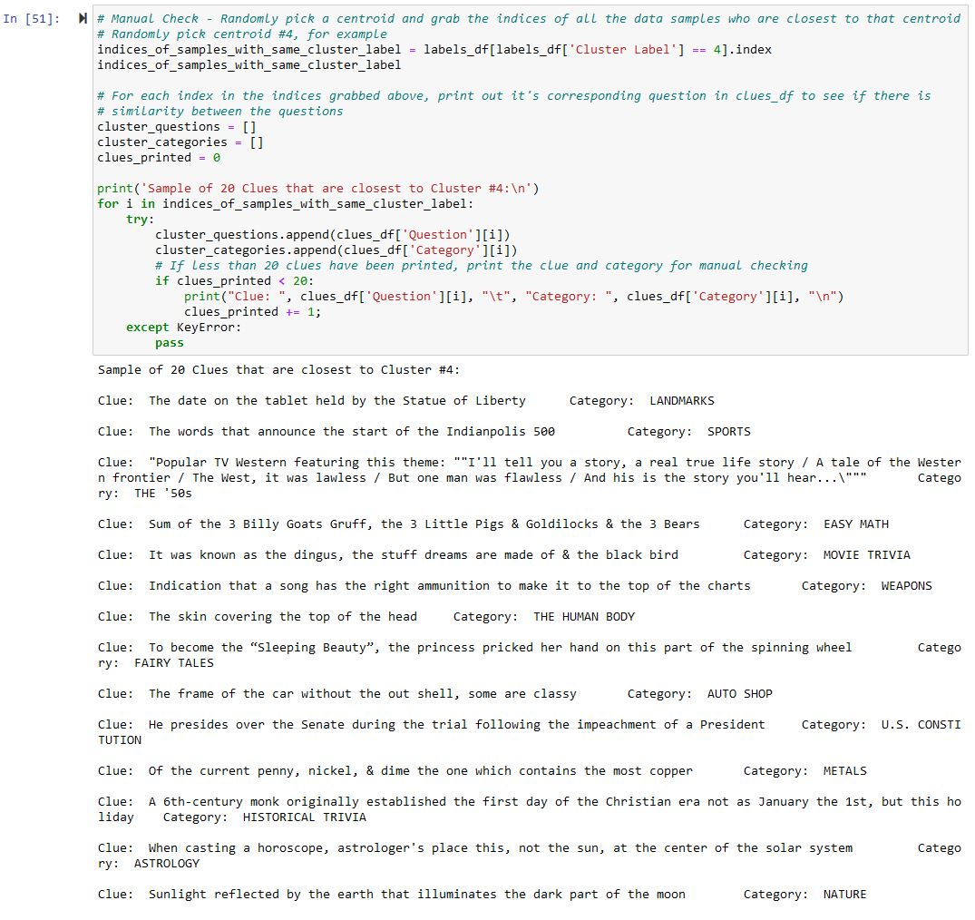 Jeopardy! Clues Clustering - GMM Cluster Manual Check