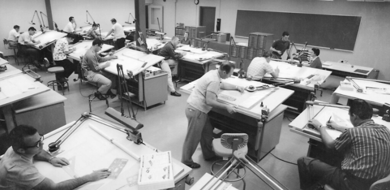 Drafting Room at Lawrence Livermore National Labs in the 1960s