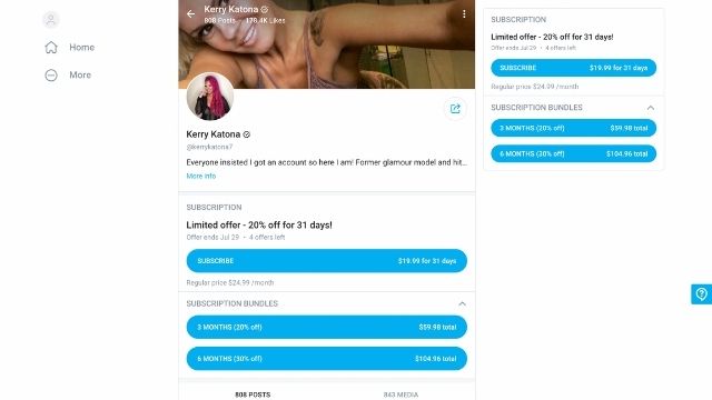 Kerry Katona's OnlyFans profile page (Credit: OnlyFans)