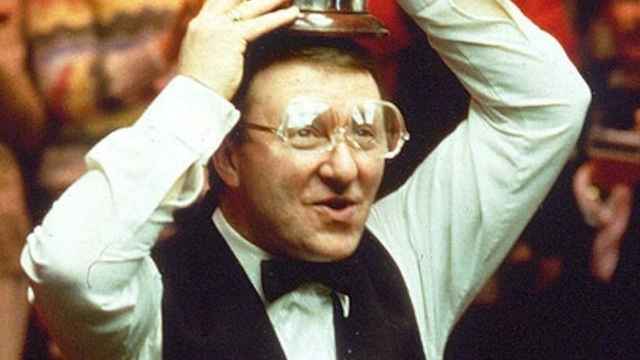 Dennis Taylor celebrating his win (Image Credit: Culture Northern Ireland)