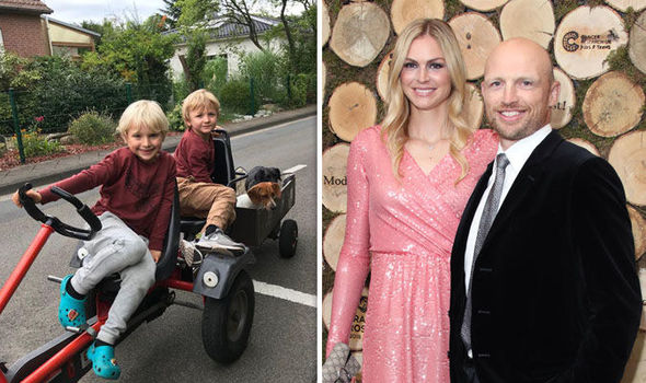 Matt Dawson and Carolin Hauskeller have agreed to co-parent sons, Alex and Sami (pictured left). Image credit: The Express.