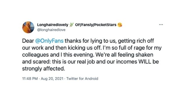 The tone on Twitter is that of anger towards OnlyFans (Image credit: Twitter)