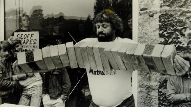 Capes lifted a line of 20 bricks beating the world record. Image credit: The Westmorland Gazette.