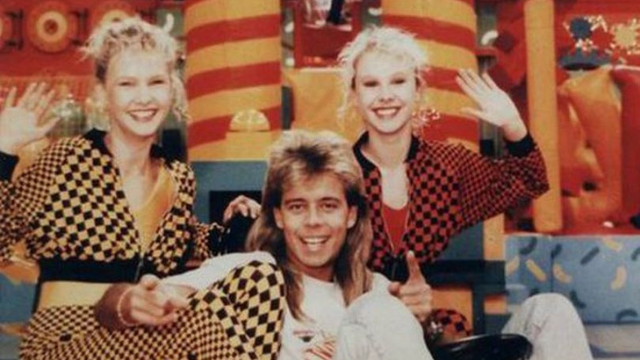 The cheerleading twins were often featured beside Pat Sharp on Fun House. (Image credit: Internet/Unknown)