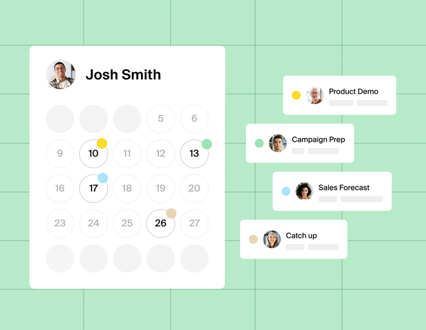 An illustration with different meetings taking place