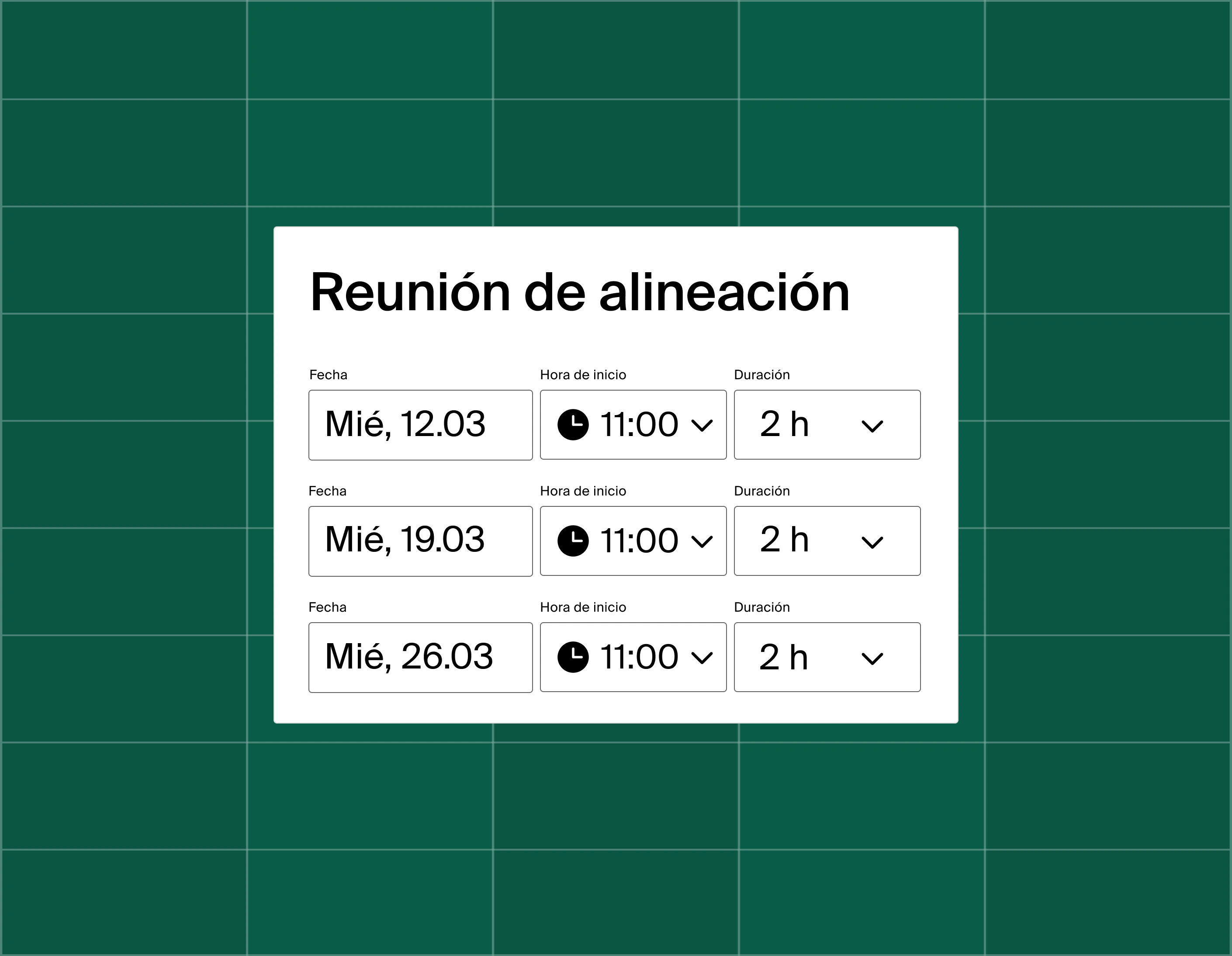 A graphic showing a list of three meeting time options for a team sync
