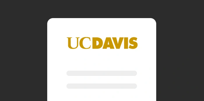 A graphic of a white paper on a green background with the logo of UC Davis at the top