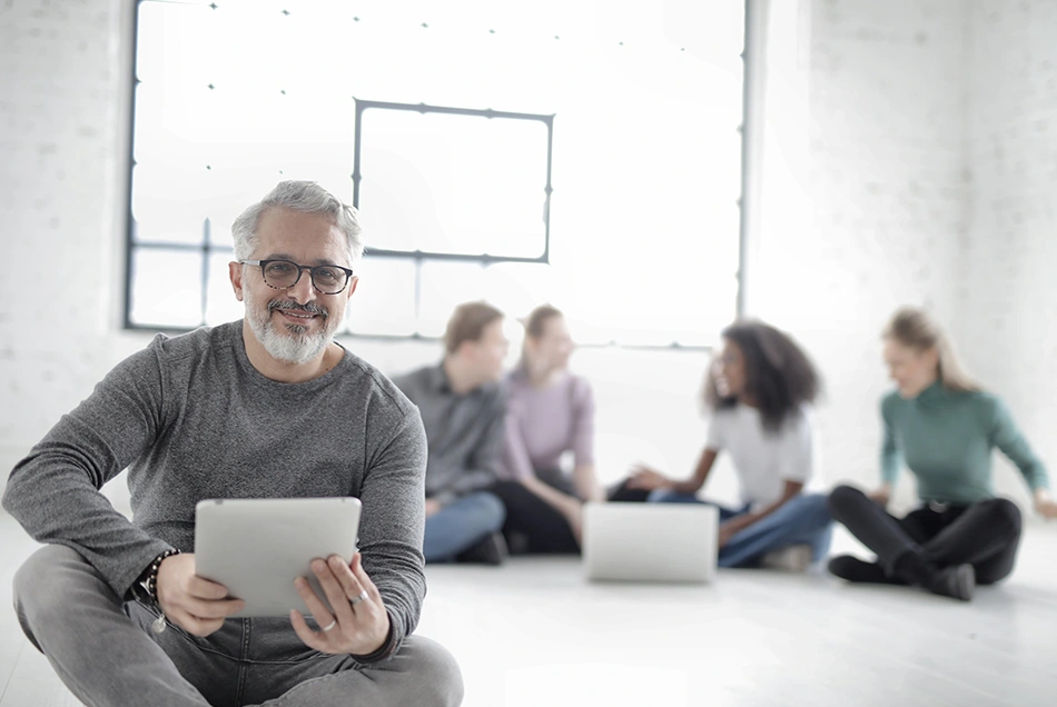 man with tablet