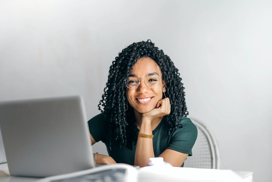 Woman working remotely