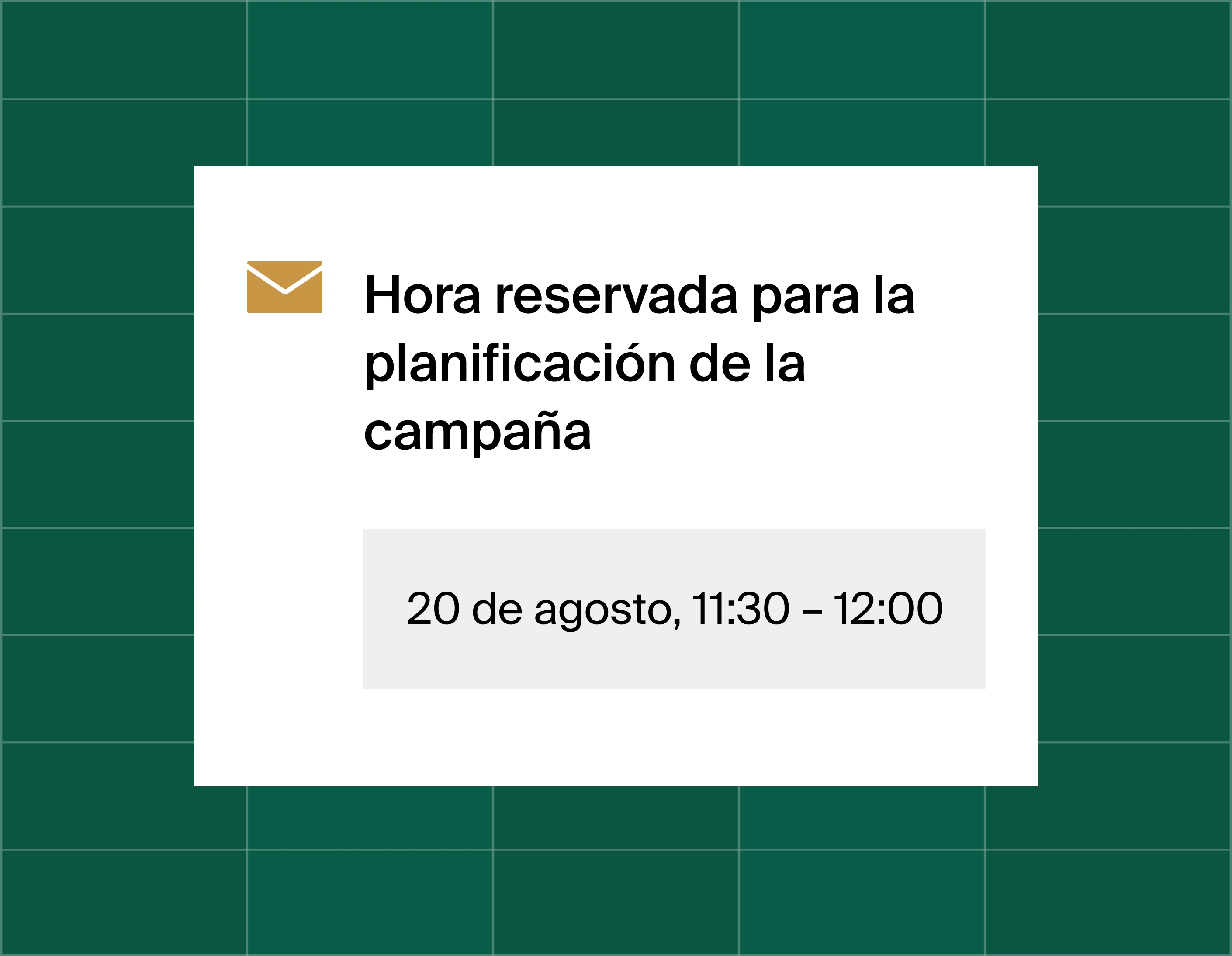 A graphic showing a list of three meeting time options for a brand workshop