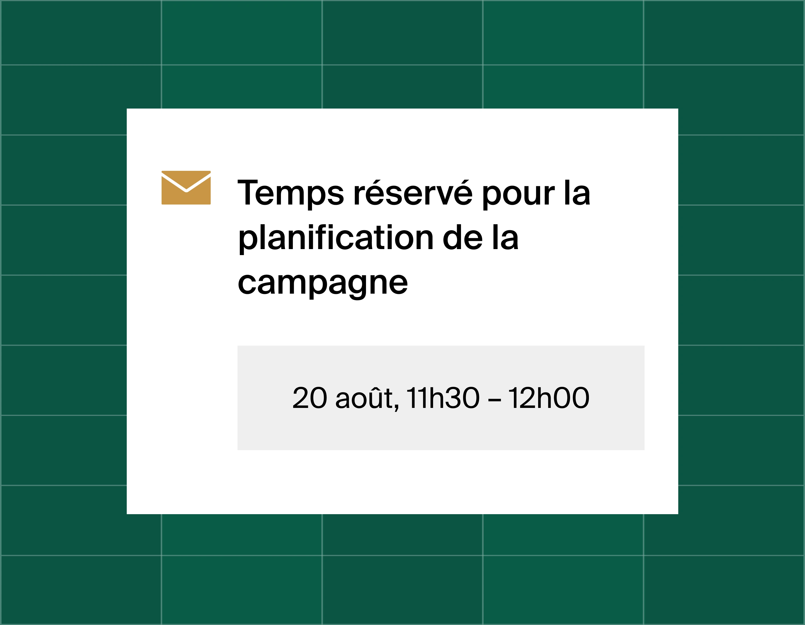 A graphic showing a list of three meeting time options for a brand workshop