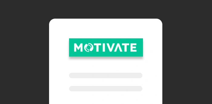 A graphic of a white paper on a green background with the logo of Motivate LLC at the top