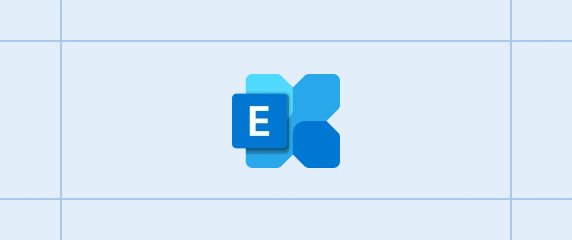 Microsoft Exchange logo centered on a grid-patterned background.