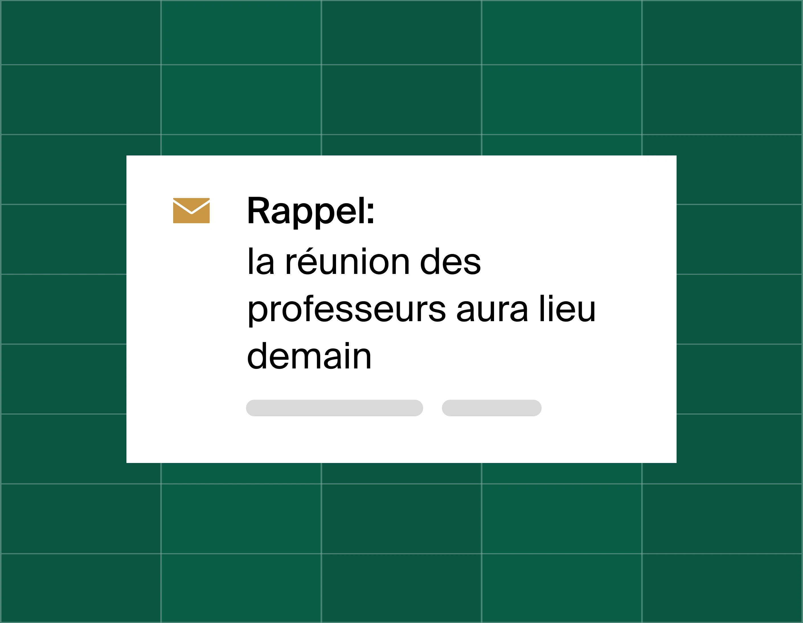 Email reminder pop up that says reminder: faculty meeting is coming up in one day.