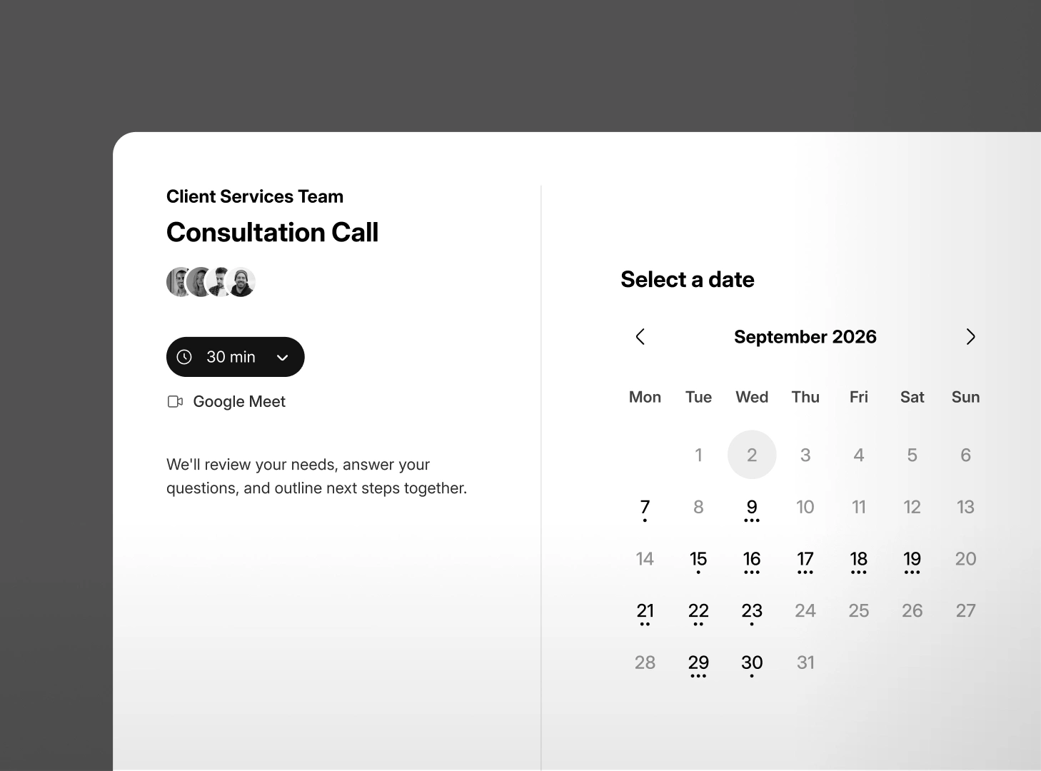Team-booking-page