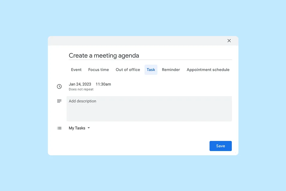 Google Calendar Task (blue)