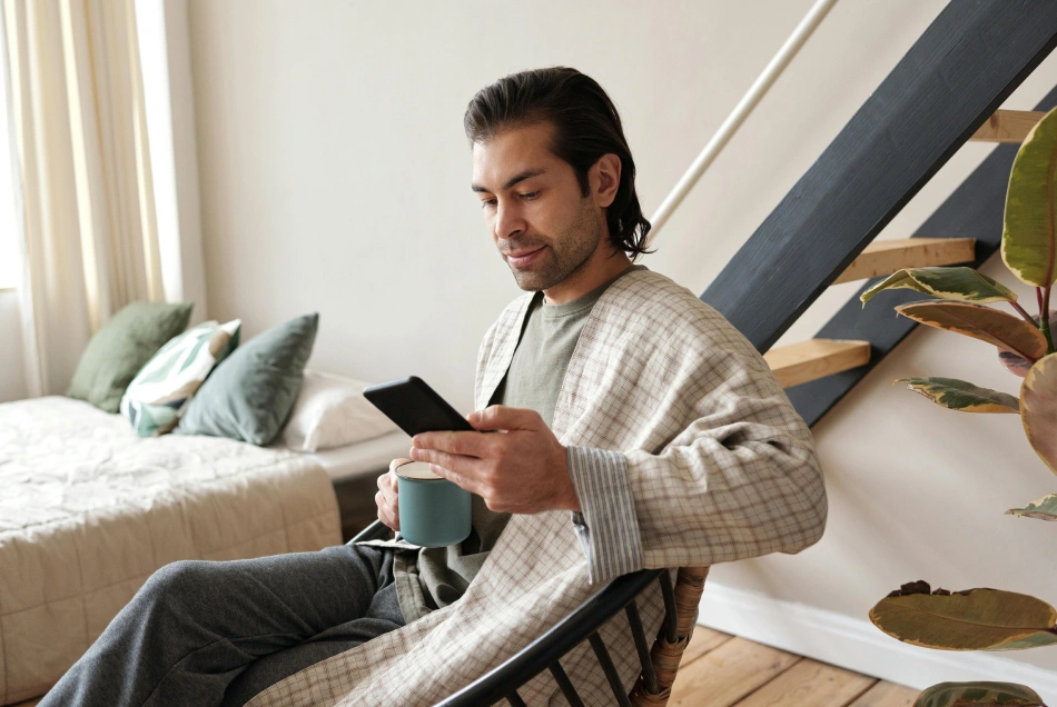 man on phone at home
