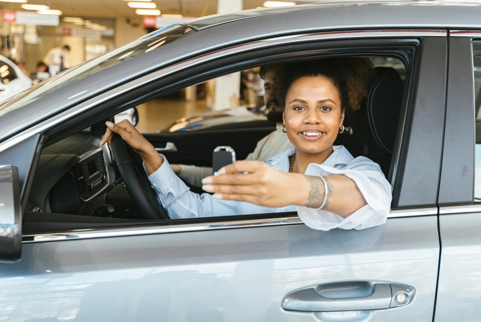 woman in car