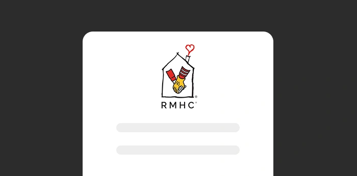 A graphic of a white paper on a green background with the logo of the Ronald McDonald House at the top