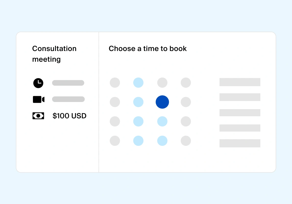 Doodle's booking page with a visual indicating the Stripe integration.