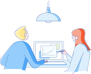Two people in a meeting