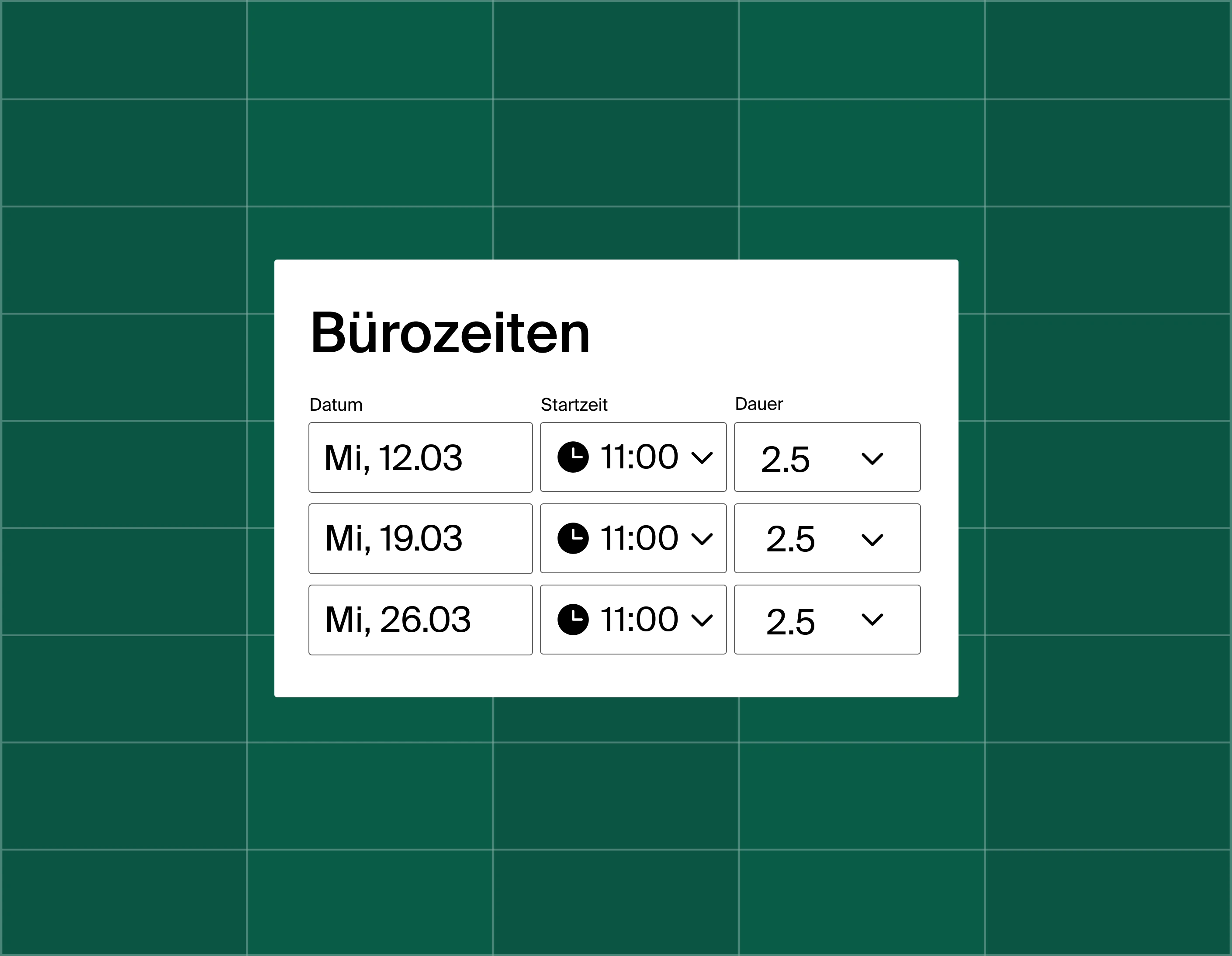 A sign up sheet for office hours with three different options to sign up