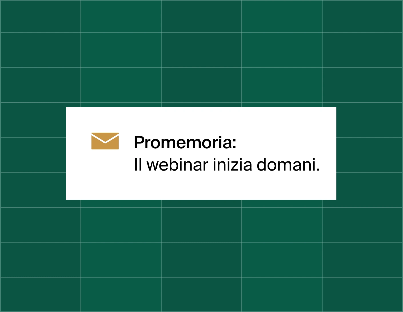 A graphic on an email reminder popup saying Reminder: webinar session starts tomorrow.