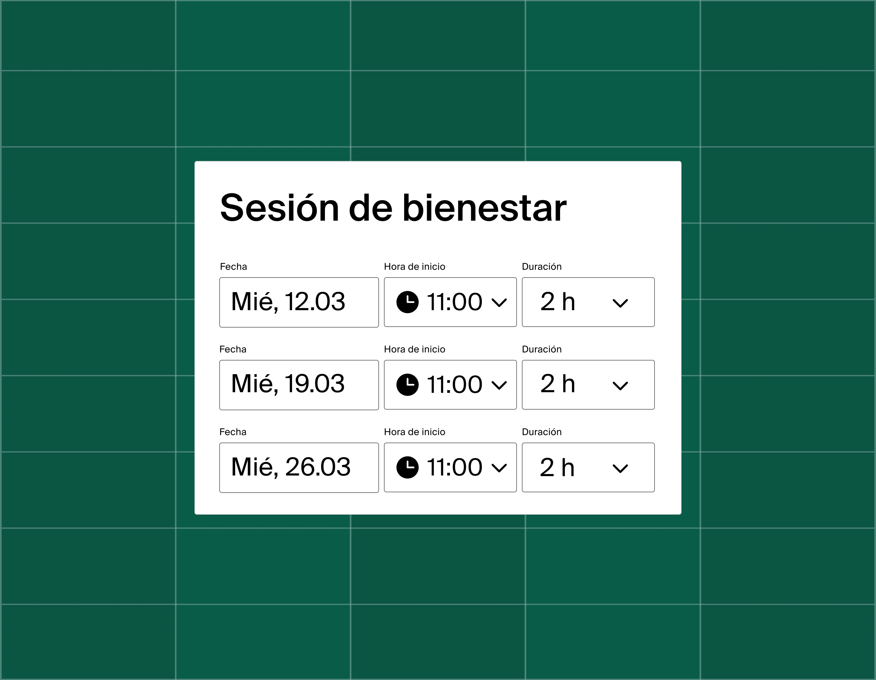 A graphic showing a list of three meeting time options for a wellness session