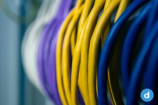 Cables in yellow, purple and blue